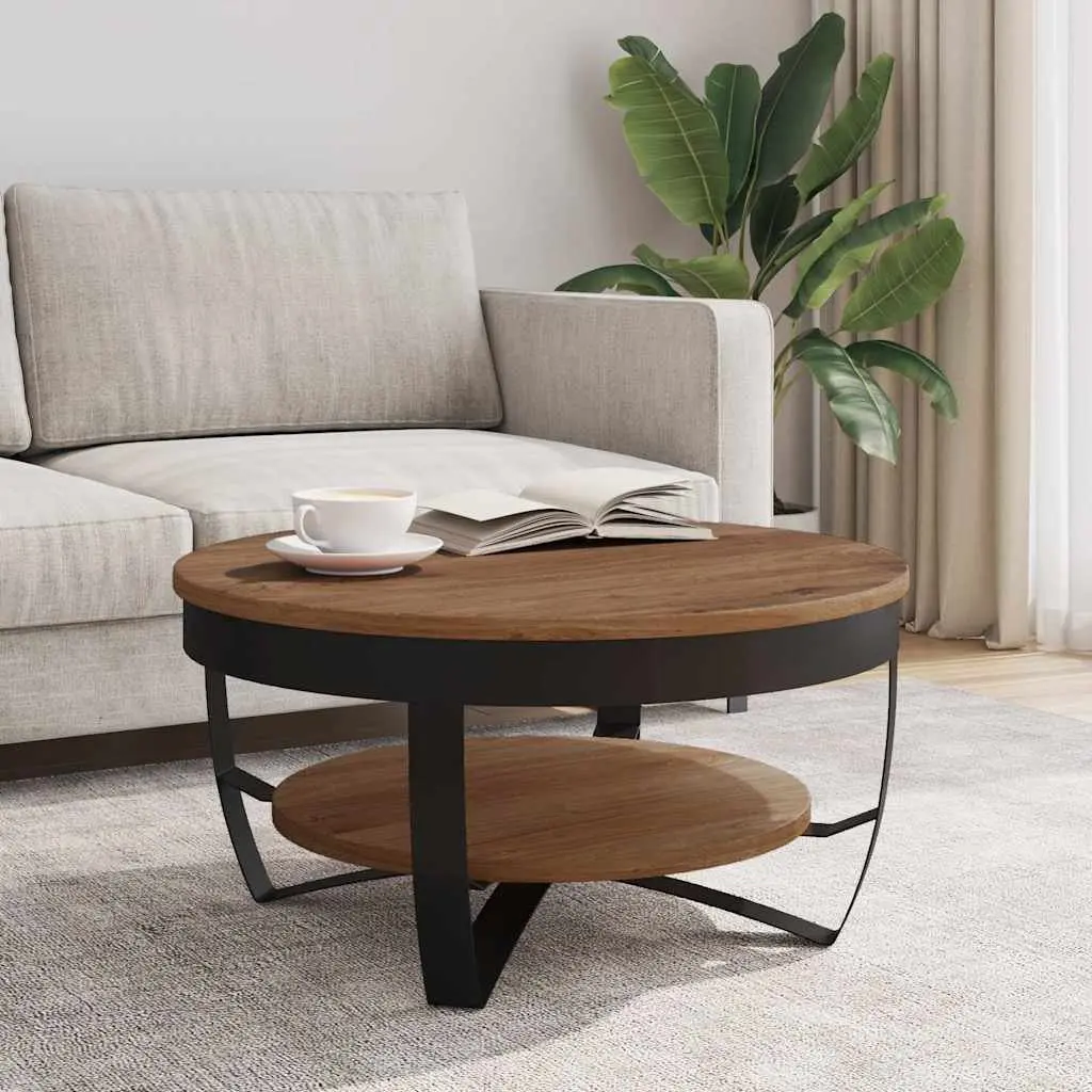 Coffee Table Industrial Vintage Solid Acacia Wood 65x65x32 cm