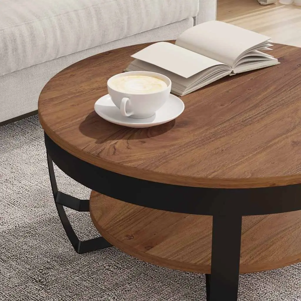 Coffee Table Industrial Vintage Solid Acacia Wood 65x65x32 cm