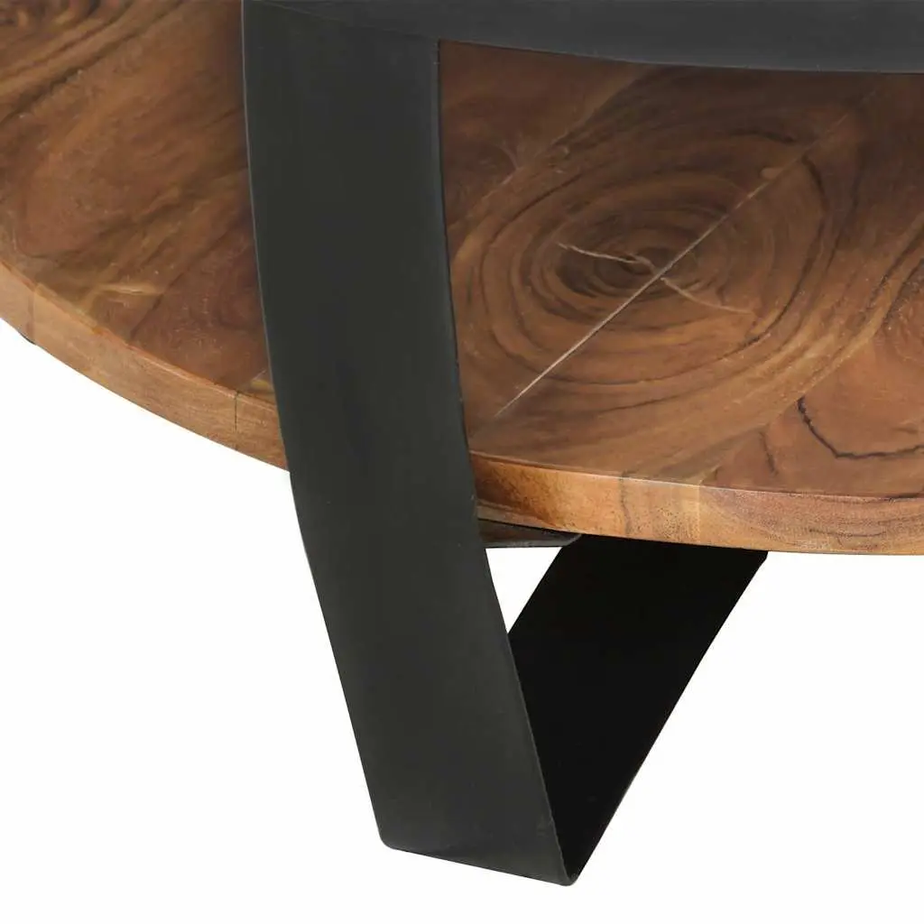 Coffee Table Industrial Vintage Solid Acacia Wood 65x65x32 cm