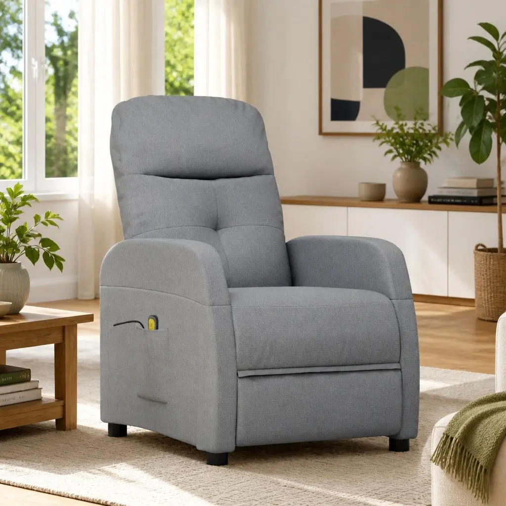 Grey Fabric Electric Reclining Massage Chair with 6 Vibration Points