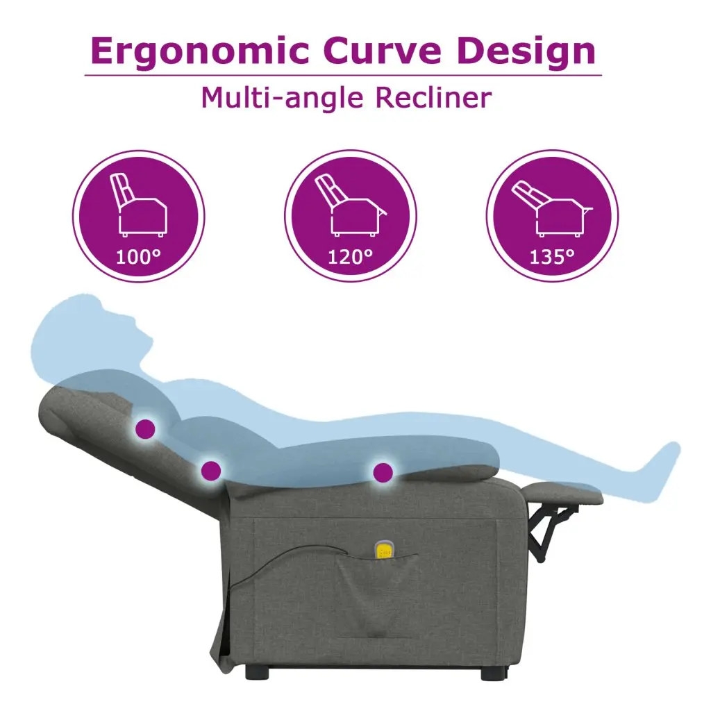 Grey Fabric Electric Reclining Massage Chair with 6 Vibration Points