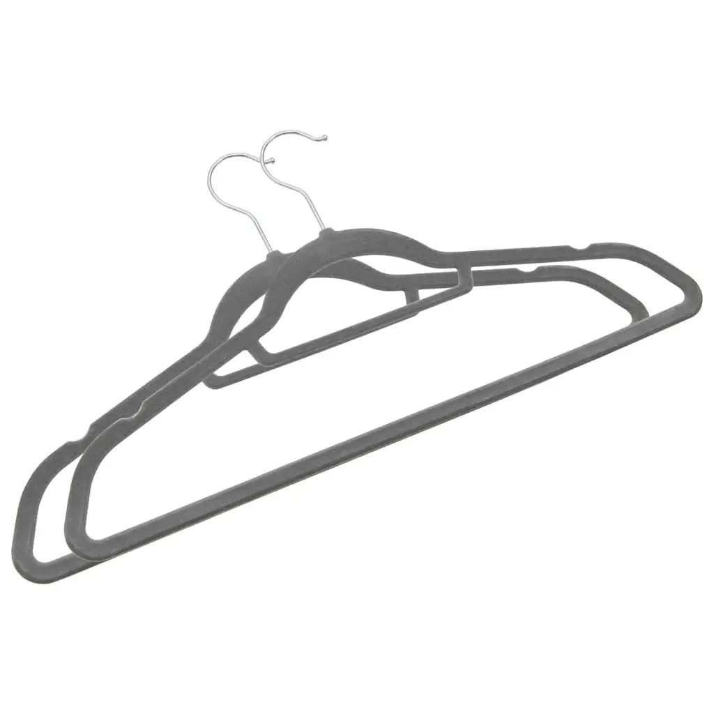 Clothes Hanger Set Velvet Anti-slip Grey 50 Piece Durable Plastic Metal Storage