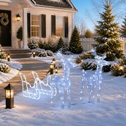Charming Reindeer Sleigh Decoration with 160 LED Lights