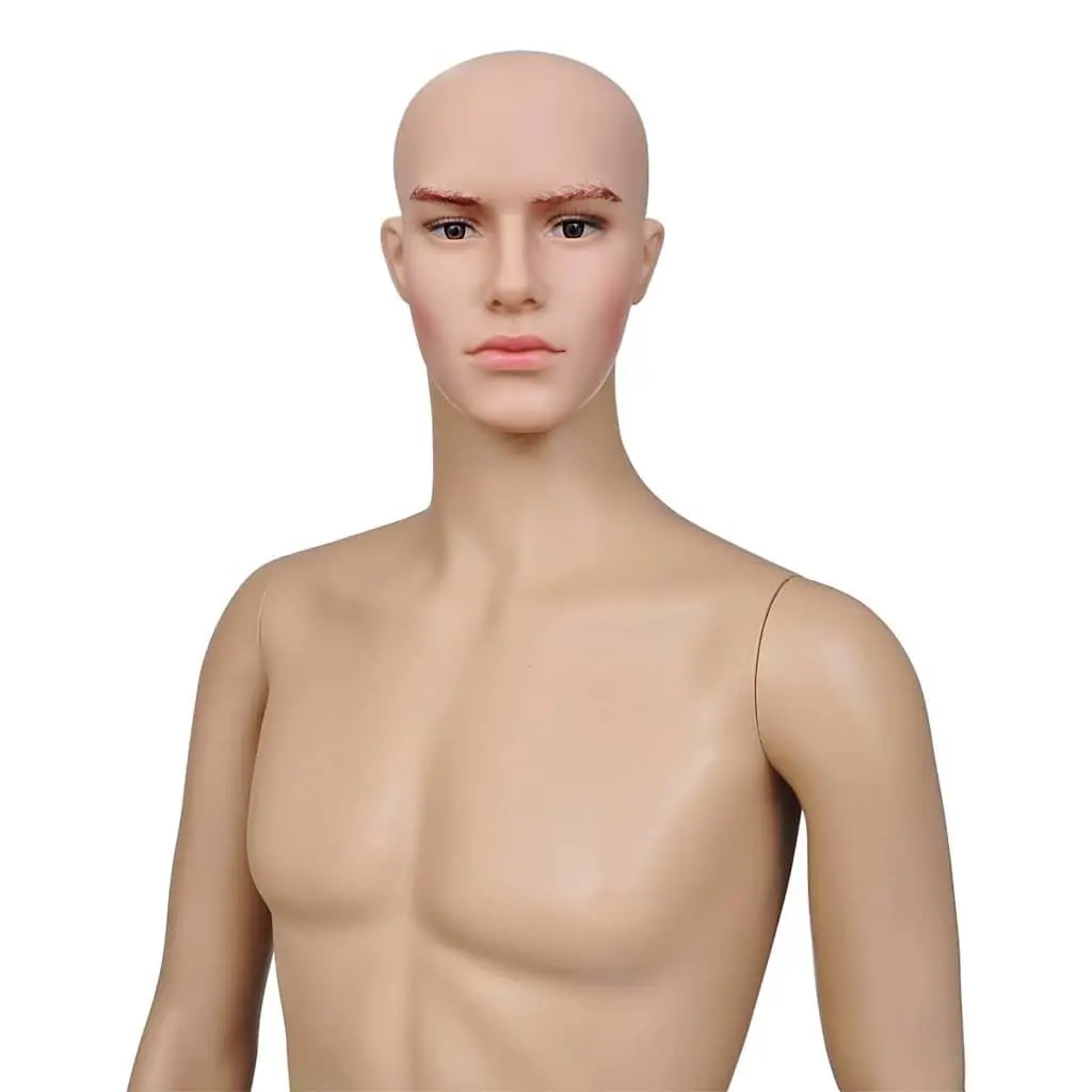 Full-Body Male Mannequin Beige Display Torso Head Arms Legs Retail Shop Window