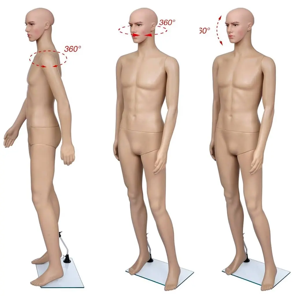 Full-Body Male Mannequin Beige Display Torso Head Arms Legs Retail Shop Window