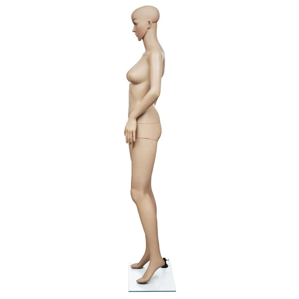 Beige Women's Full Body Mannequin Display Torso with Glass Base Stand 6 Piece