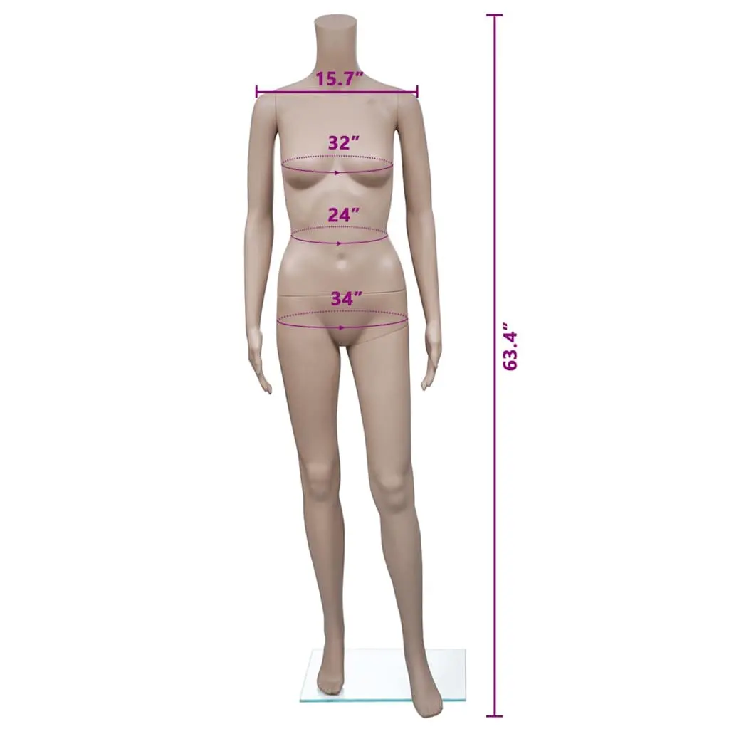 Beige Female Mannequin Headless Display Torso 360 Degree Rotating Arms PE Material