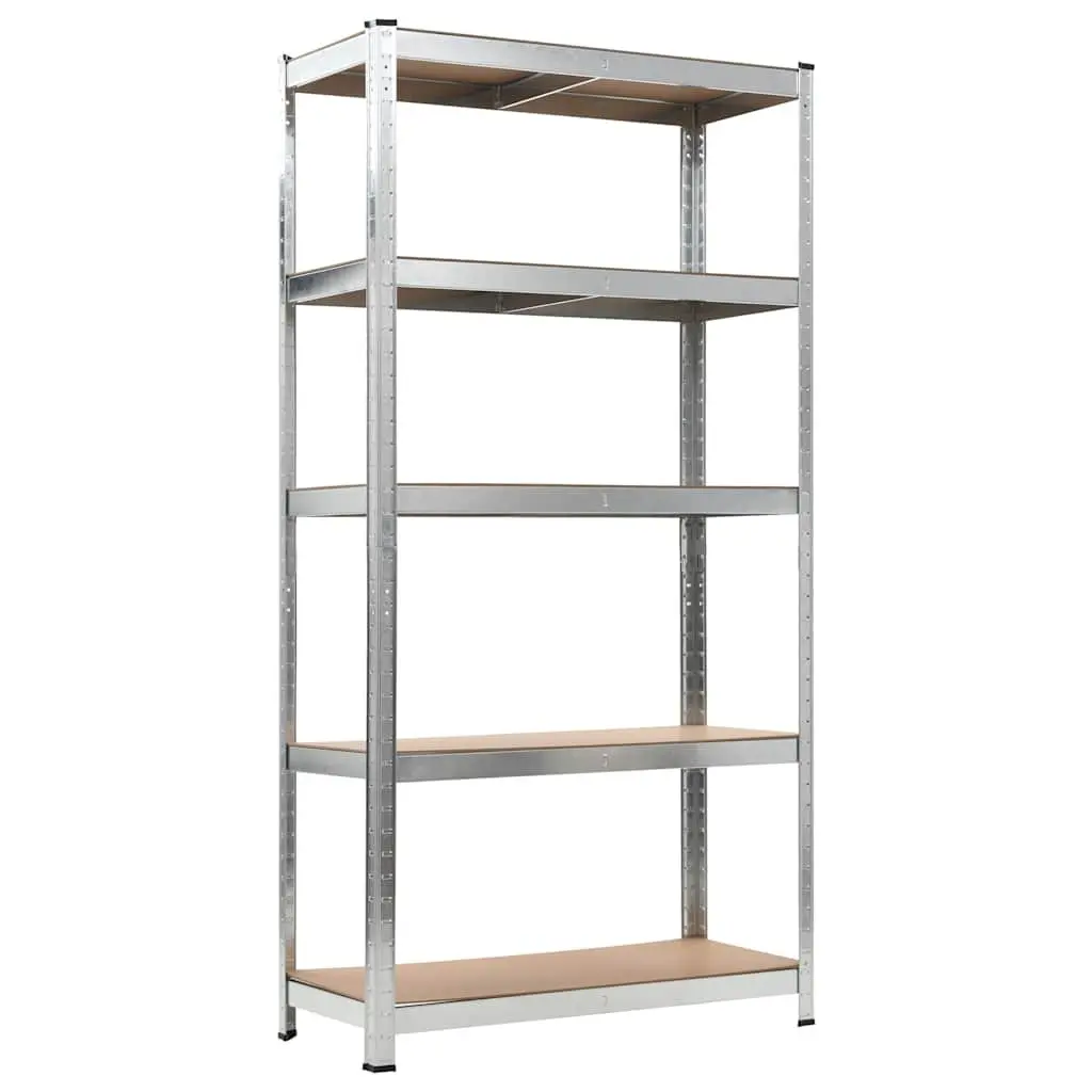 5-Layer Heavy-Duty Industrial Storage Shelf Steel Frame Engineered Wood