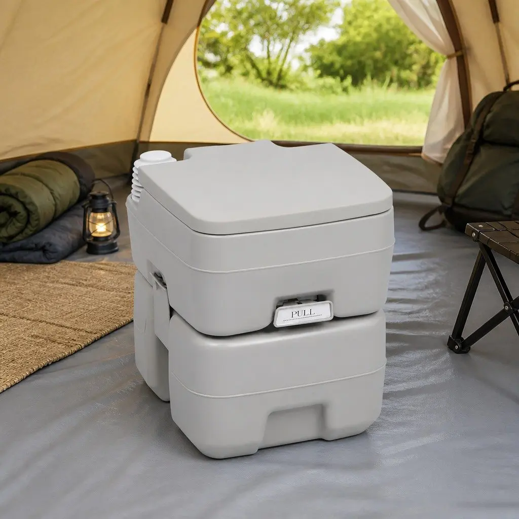 Portable Camping Toilet Grey 20L Waste 10L Fresh Water Tank Caravan Motorhome