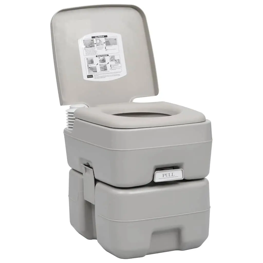 Portable Camping Toilet Grey 20L Waste Tank 10L Fresh Water Tank