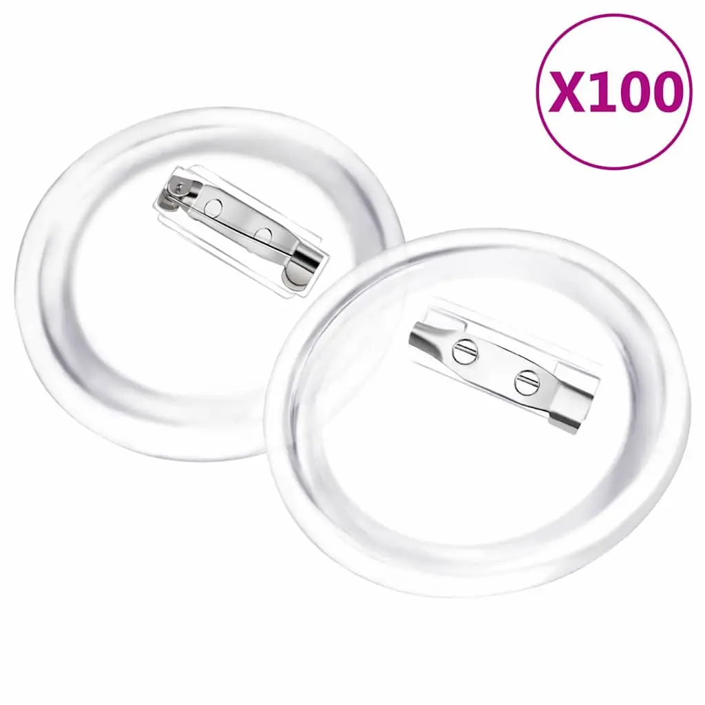 Button Badge Kit 100 Sets 44mm Round Pinback Acrylic DIY Craft Clear Transparent