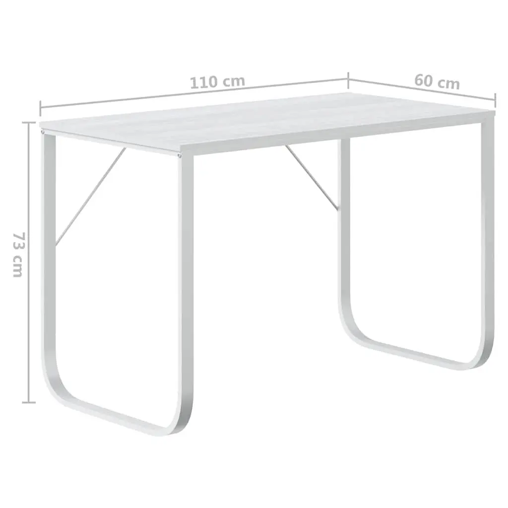 Computer Desk White Engineered Wood Metal Frame 110x60x73cm