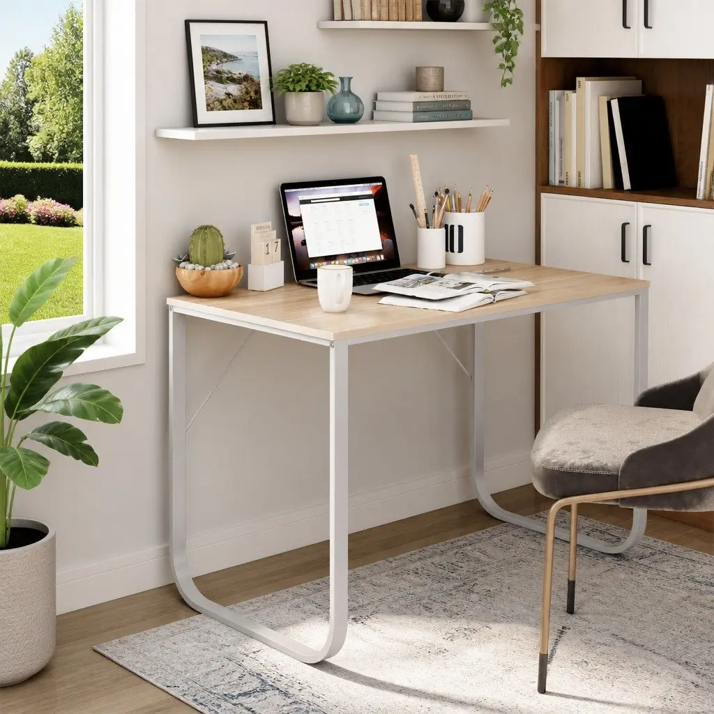Computer Desk Engineered Wood Metal Frame Home Office Workstation Writing Table
