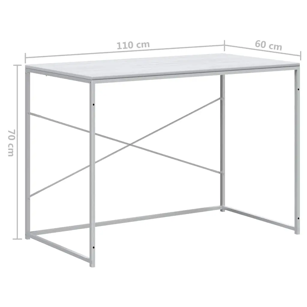 Computer Desk White Engineered Wood Metal Frame 110x60x70 cm