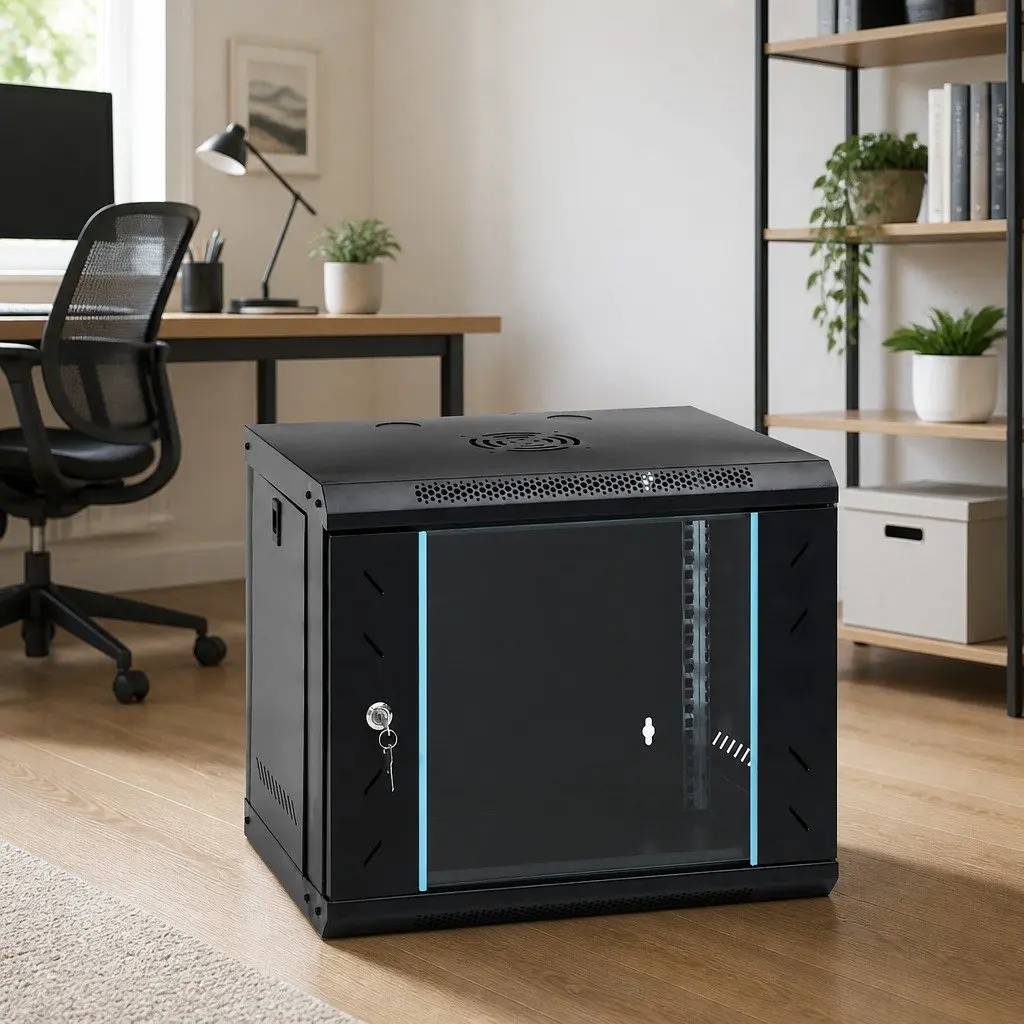 9U Wall Mounted Network Cabinet IP20 53x40x45cm Server Data Rack Enclosure