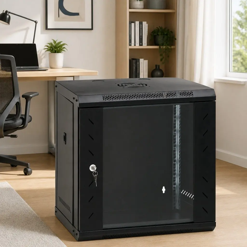 12U Wall Mounted Network Cabinet Lockable Front Door 53x40x60cm