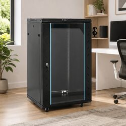 18U Network Cabinet 19" Rack Mount Storage System Black Swivel Feet
