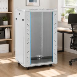 18U Network Cabinet 19" Rack Mount Grey Swivel Feet Server Storage Enclosure