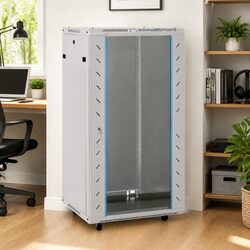 22U Network Cabinet 19" Grey Swivel Feet Lockable Data Storage Rack System