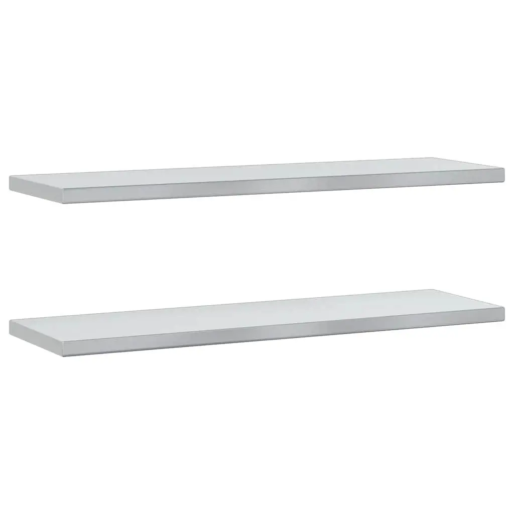 Wall Shelves Silver Stainless Steel 100x30 cm 2 Piece Floating Storage Shelving Home Decor