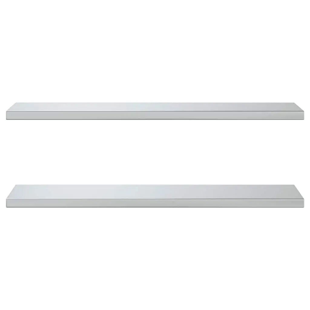 Wall Shelves Silver Stainless Steel 100x30 cm 2 Piece Floating Storage Shelving Home Decor
