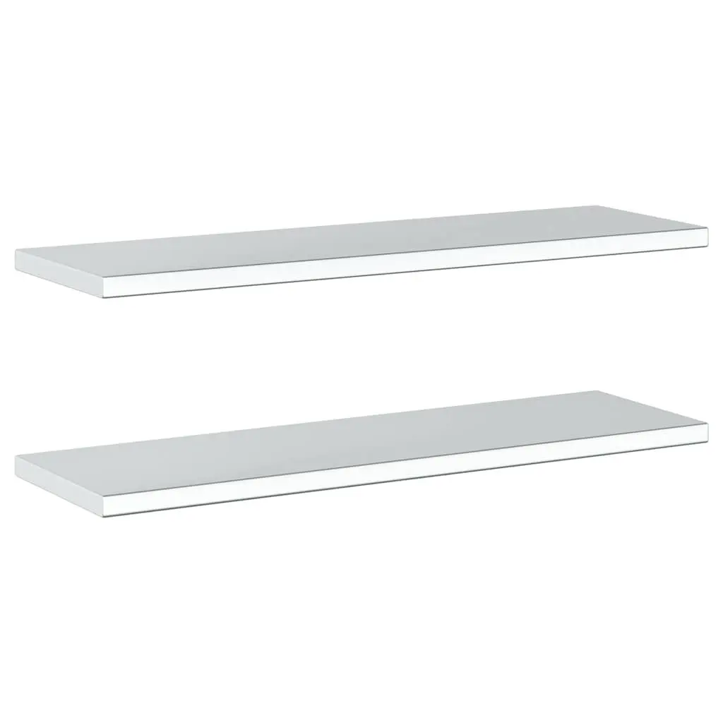 Wall Shelves Silver Stainless Steel 100x30 cm 2 Piece Floating Storage Shelving Home Decor