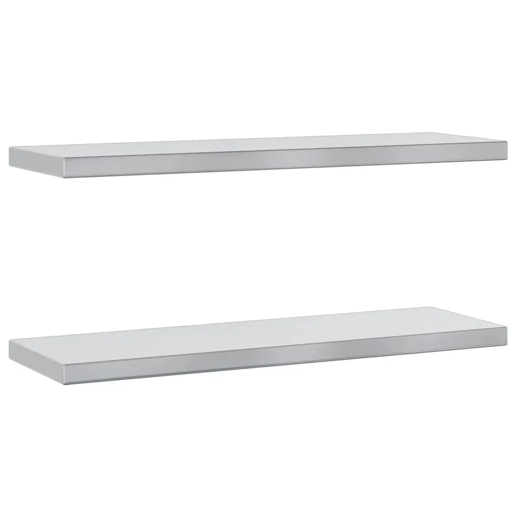 Wall Shelves 2 pcs 75x23.5 cm Silver Floating Shelf Storage Display Rack