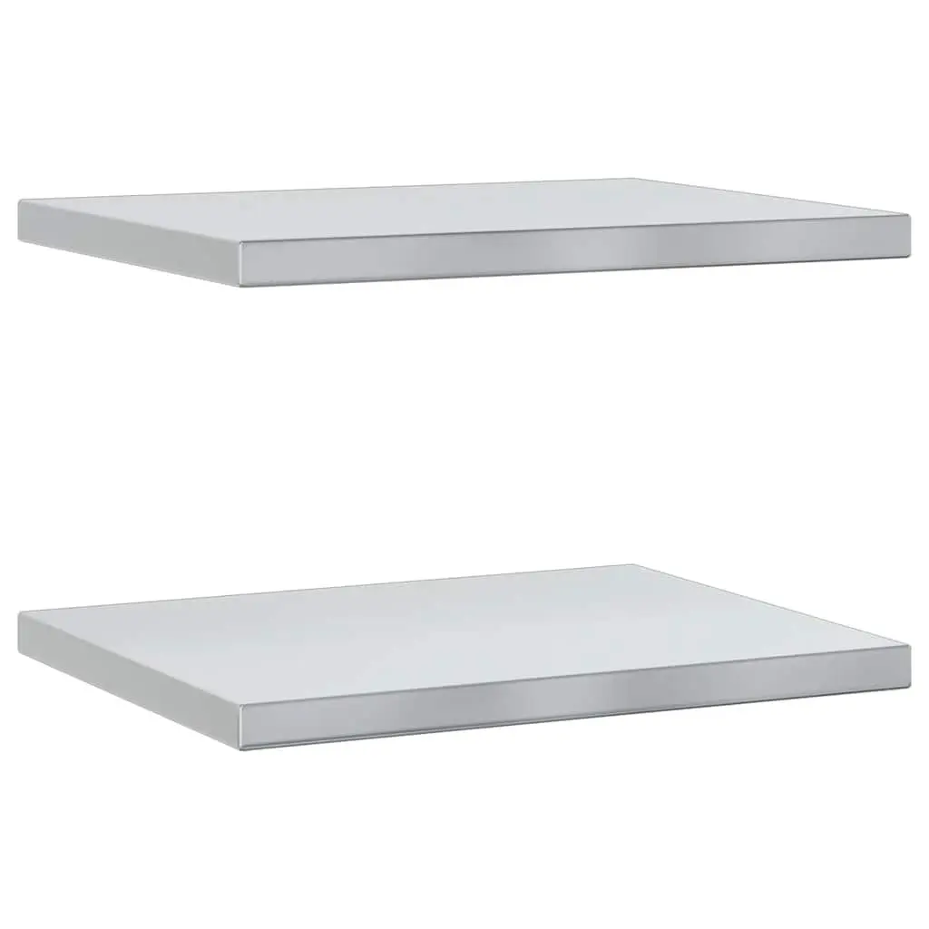 Wall Shelves Stainless Steel Floating Storage 50x40 cm 2 pcs
