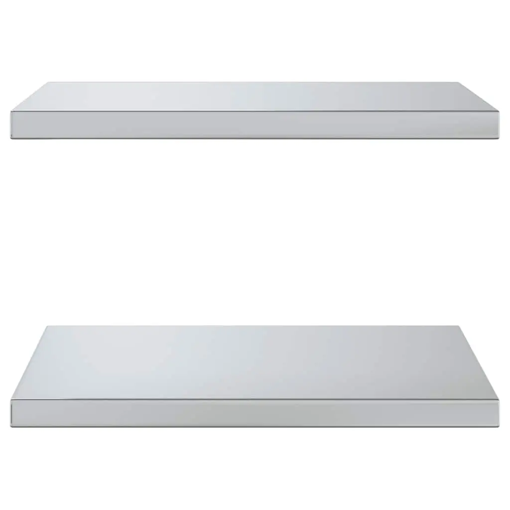 Wall Shelves Stainless Steel Floating Storage 50x40 cm 2 pcs