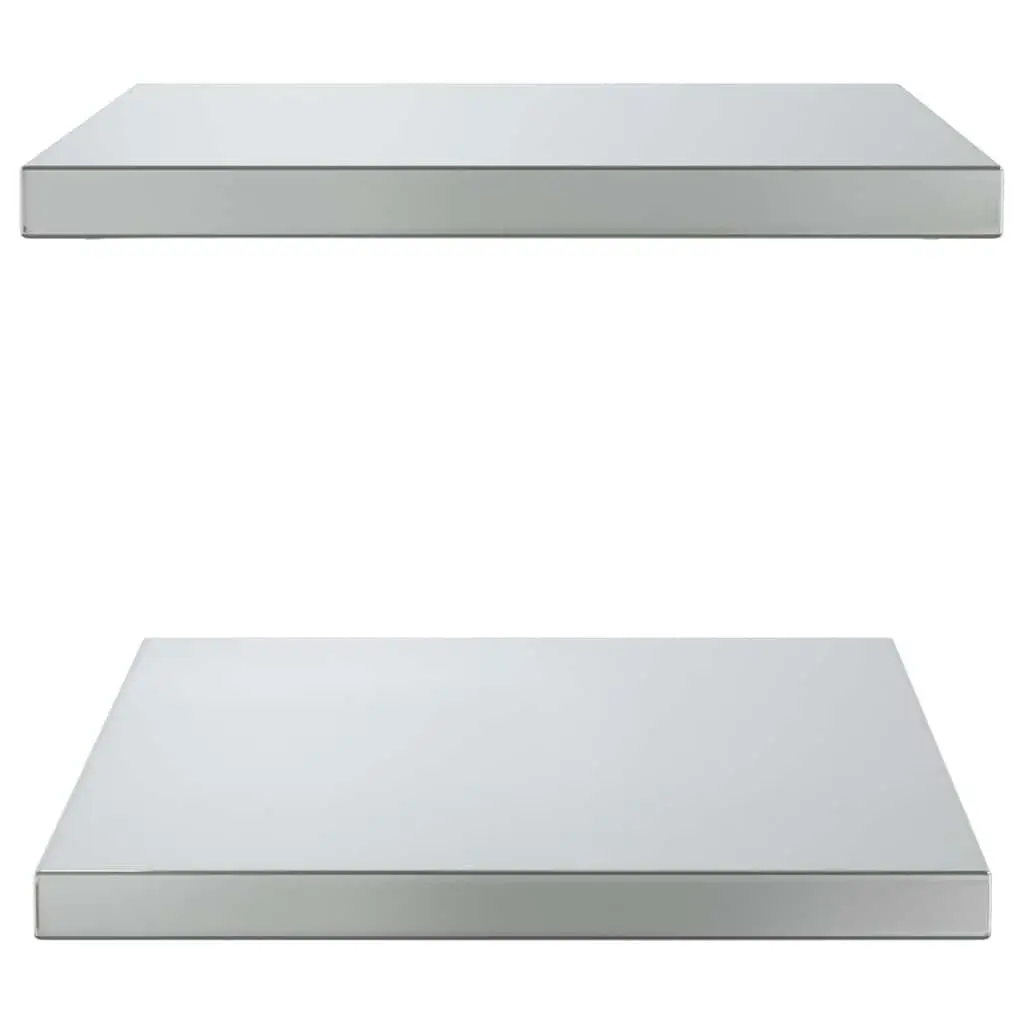 Wall Shelves Stainless Steel Floating Storage 50x40 cm 2 pcs