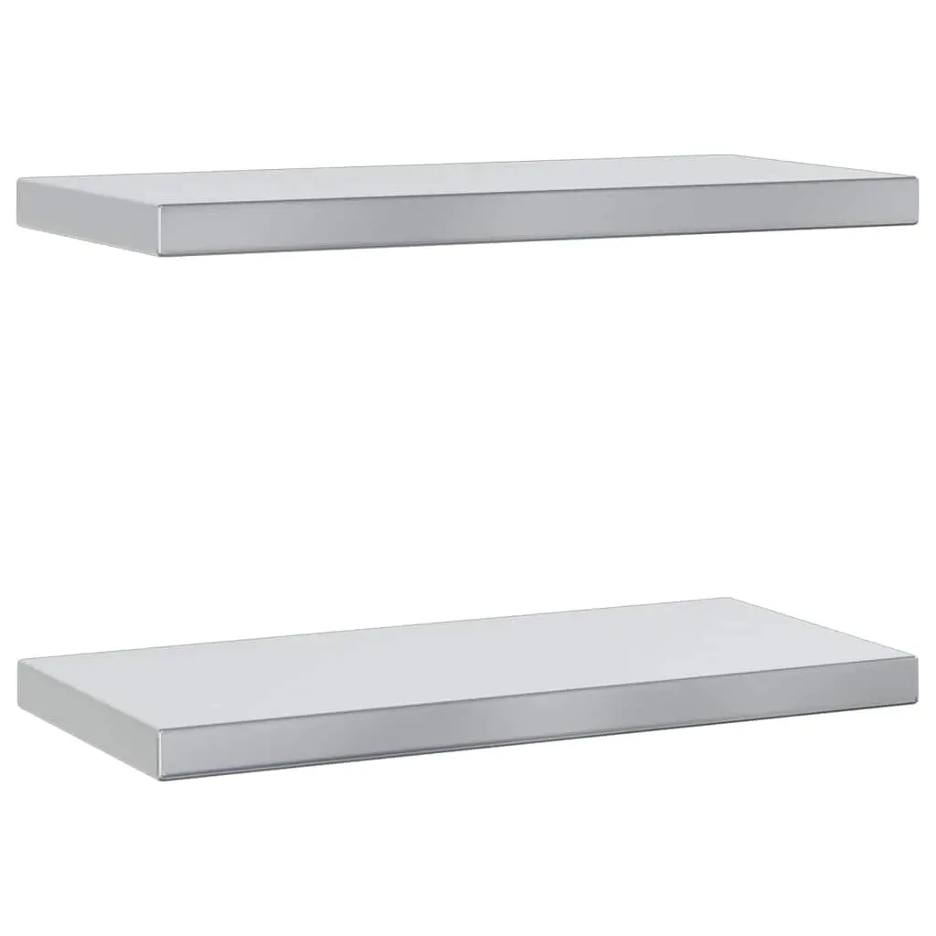 Wall Shelves Floating Silver Stainless Steel 50x23.5 cm 2 pcs