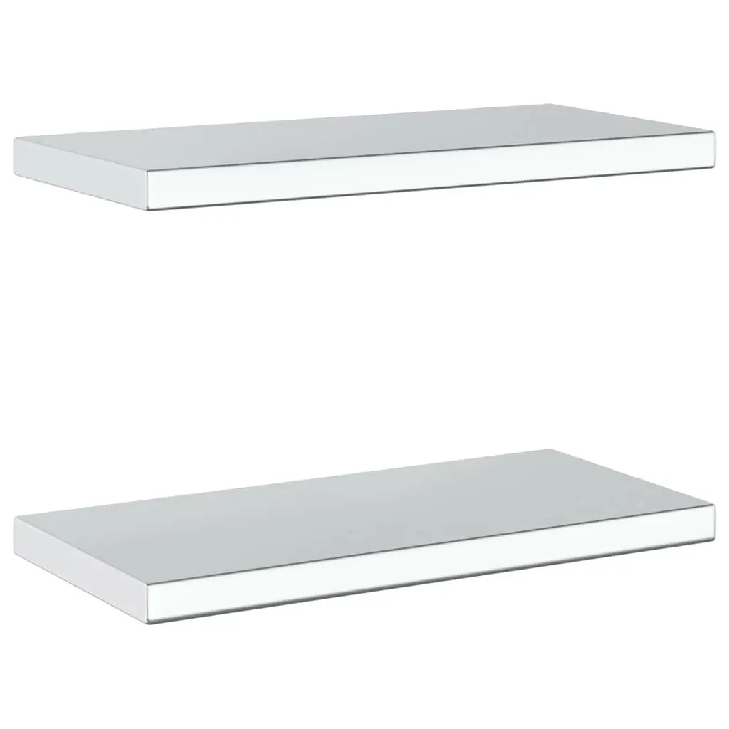 Wall Shelves Floating Silver Stainless Steel 50x23.5 cm 2 pcs