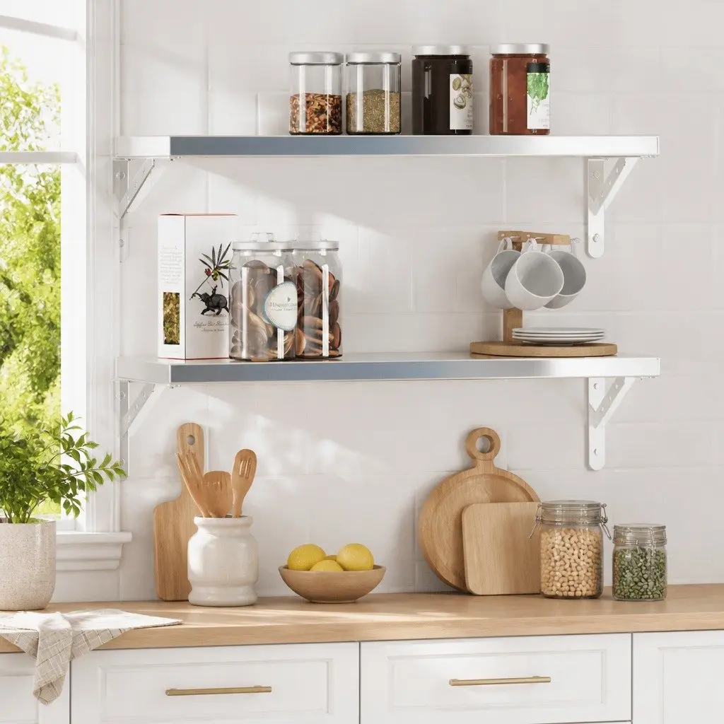 Shelf Brackets Stainless Steel Wall Mount 23.5 x 2.5 x 15.5 cm 4 Pieces