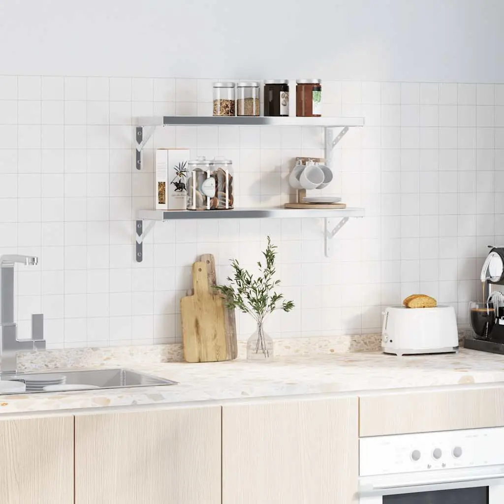 Shelf Brackets Stainless Steel Wall Mount 23.5 x 2.5 x 15.5 cm 4 Pieces