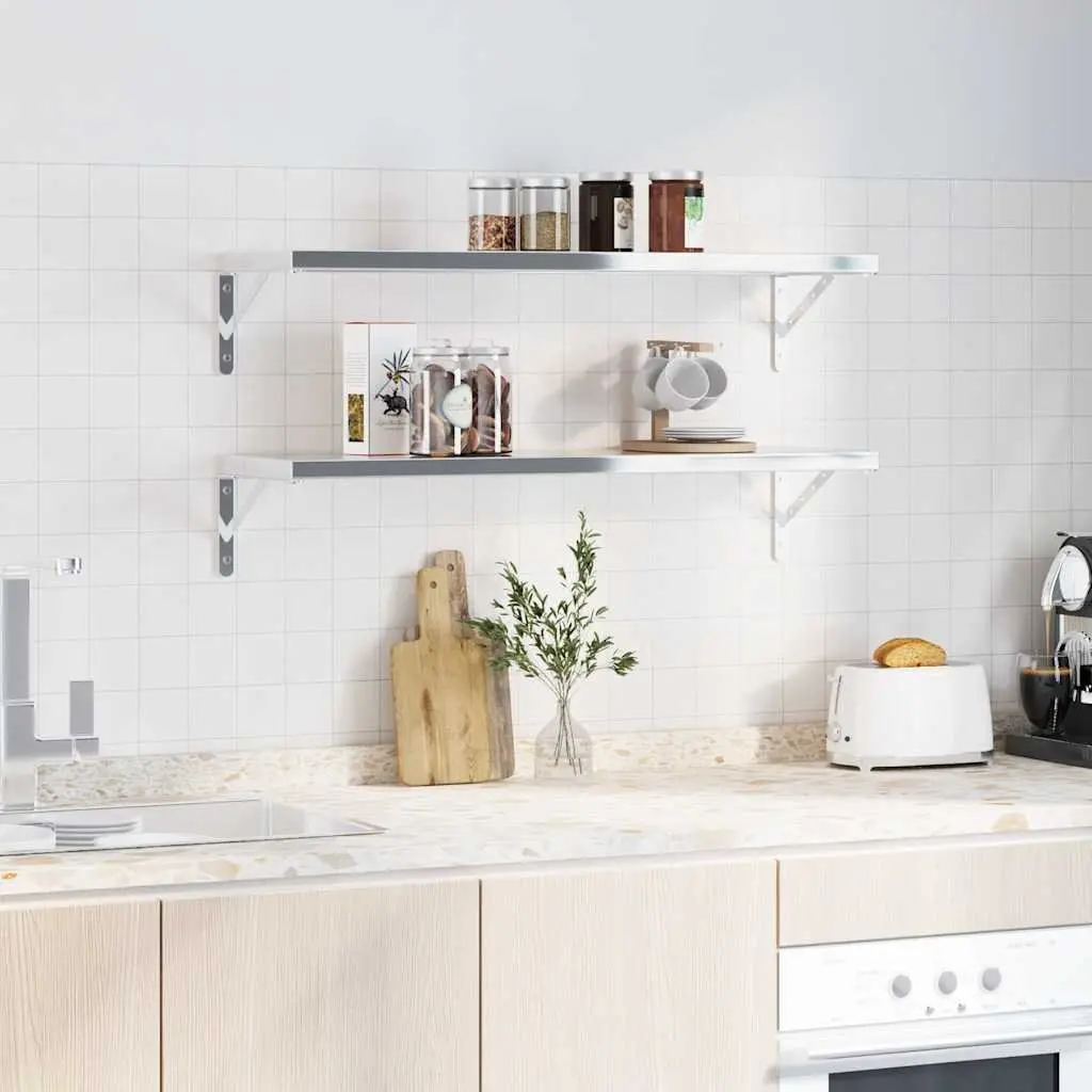 Shelf Brackets Stainless Steel Silver Wall Mount 30 x 2.5 x 15.5 cm 4 Pieces