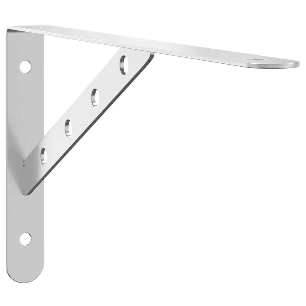 Shelf Brackets Stainless Steel Silver Wall Mount 30 x 2.5 x 15.5 cm 4 Pieces