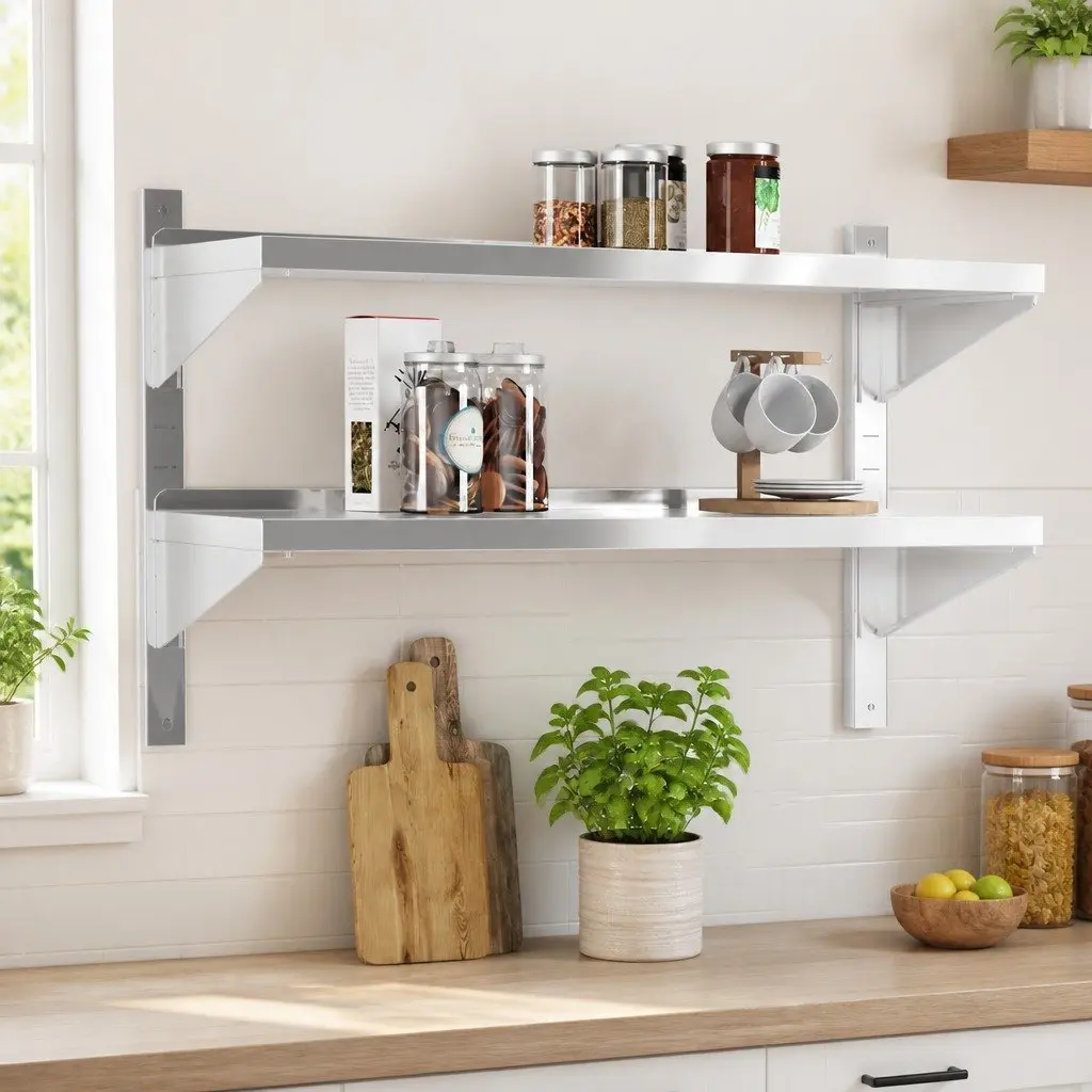 2-Tier Wall Shelf Stainless Steel 100x40x60 cm