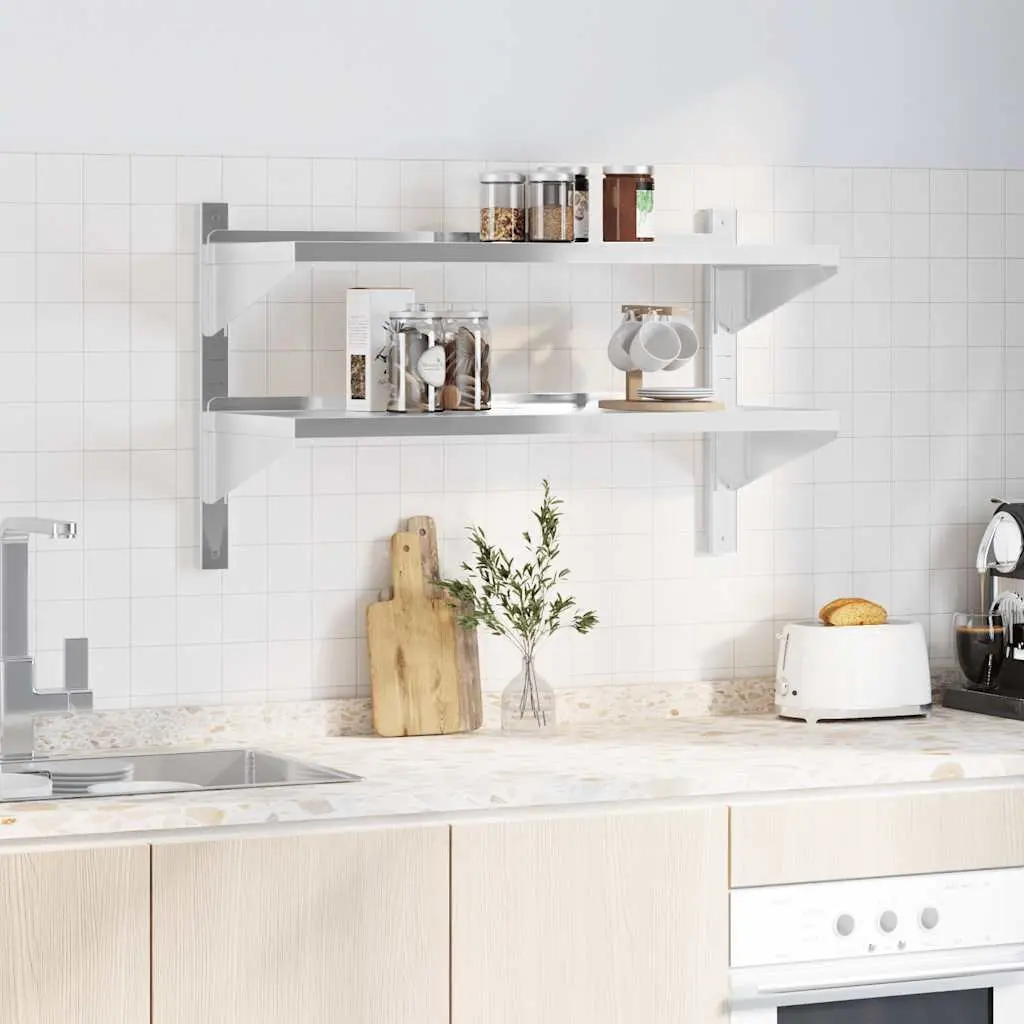 2-Tier Wall Shelf Stainless Steel 100x40x60 cm