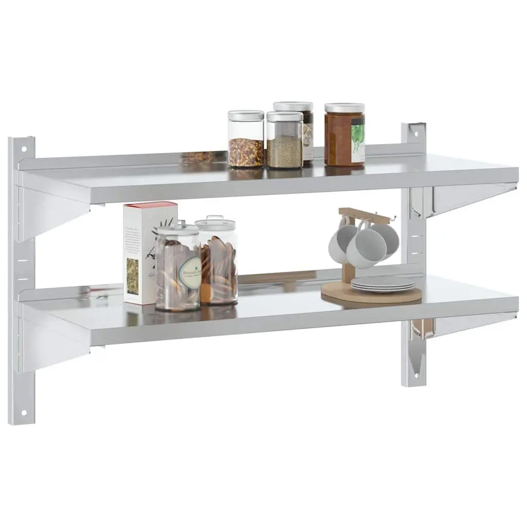 2-Tier Wall Shelf Stainless Steel 100x40x60 cm