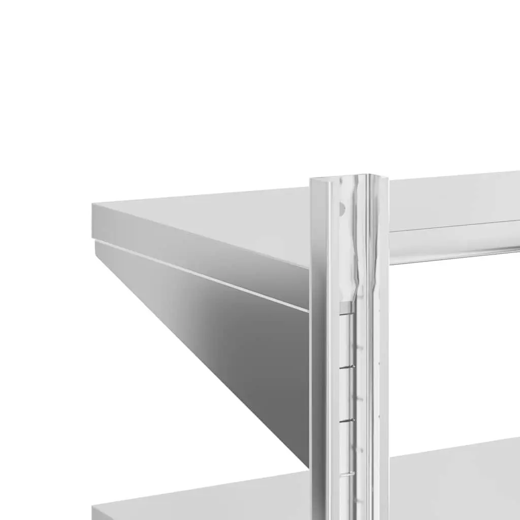 Stainless Steel 2-Tier Wall Shelf Floating Storage Unit Silver 50x30x48cm