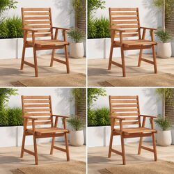 Outdoor Dining Chairs 4 Piece Set Garden Patio Seating Solid Wood Furniture