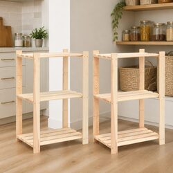 3-Tier Wooden Storage Rack Brown Shelving Unit Bookcase Standing Shelf