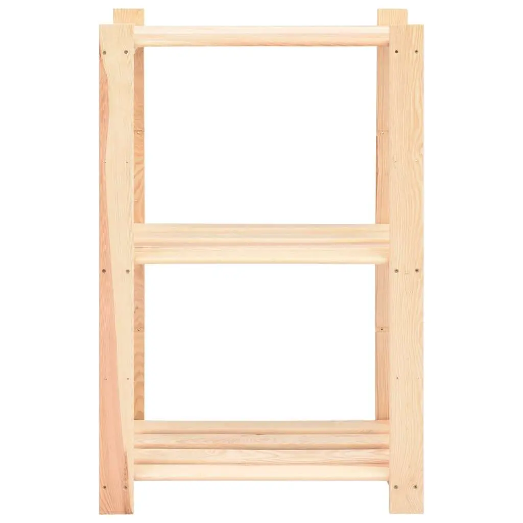 3-Tier Storage Rack Solid Pinewood Brown Bookcase Shelving Unit