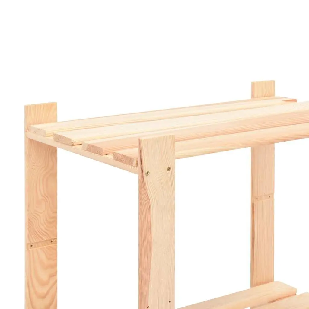 3-Tier Solid Wood Storage Rack Set of 3 Brown Shelving Unit 60x38x90 cm