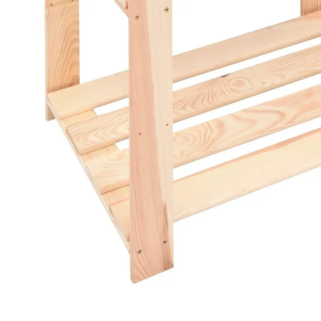 3-Tier Solid Wood Storage Rack Set of 3 Brown Shelving Unit 60x38x90 cm