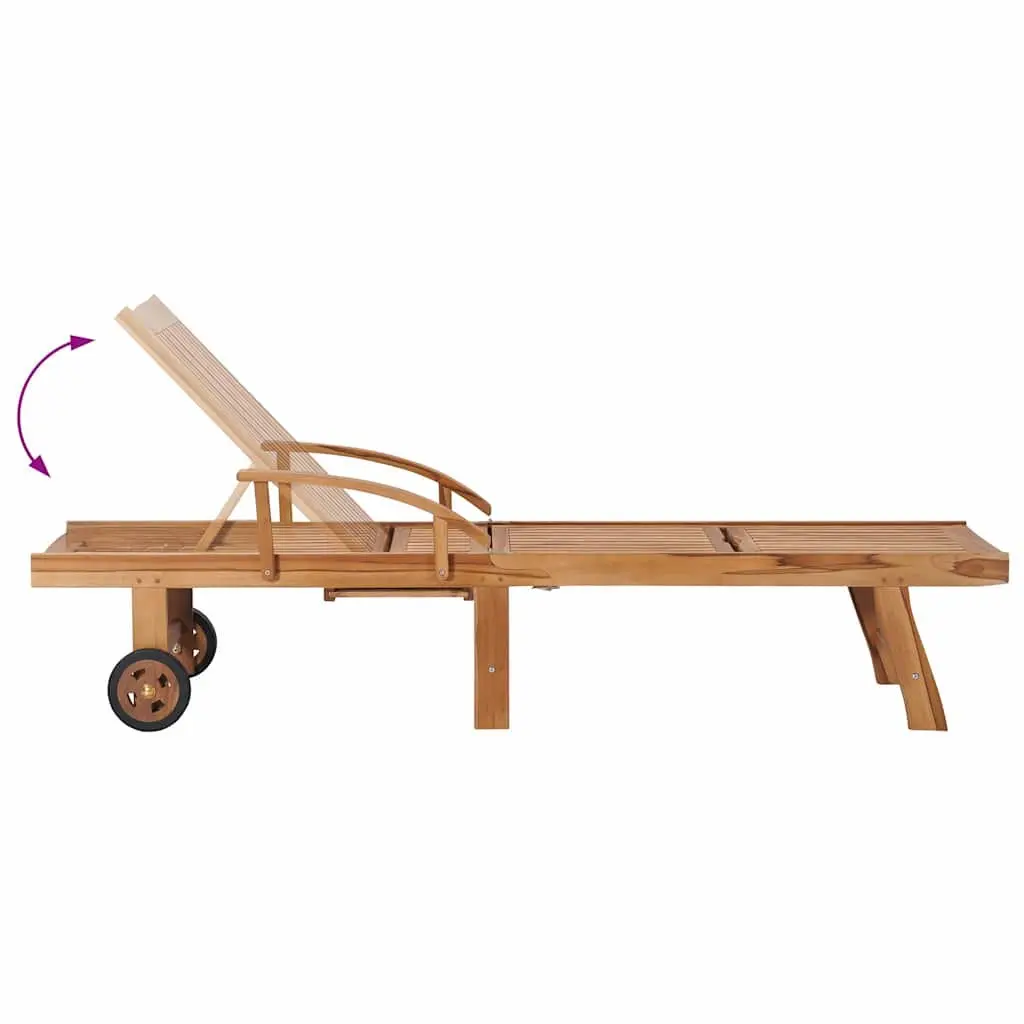Sun Lounger Set Teak Wood 2 Piece Outdoor Garden Patio Furniture