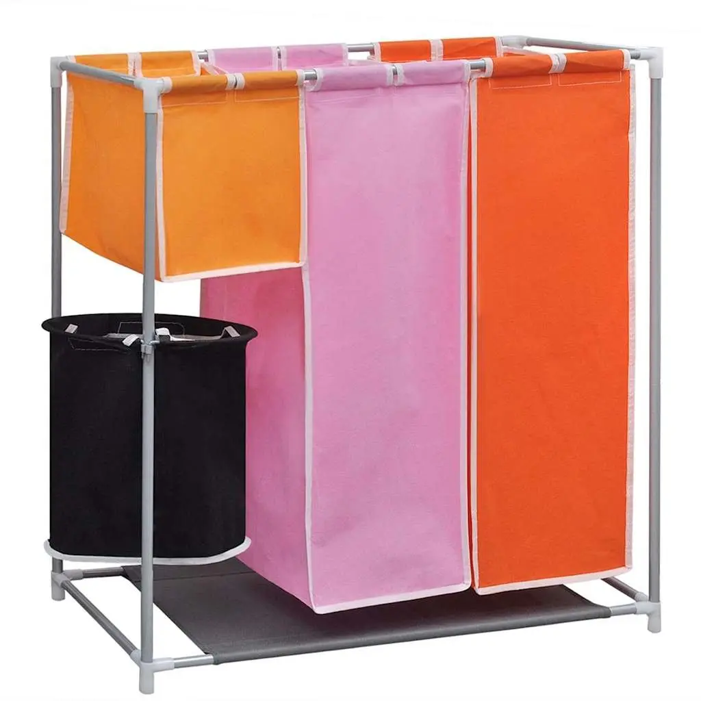 3 Compartment Laundry Hamper with Removable Washing Bin Multicolour 2 Pack