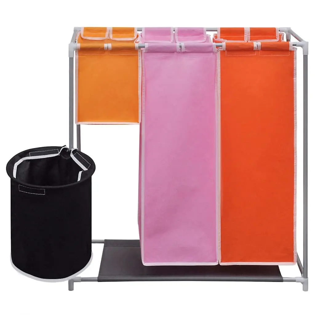 3 Compartment Laundry Hamper with Removable Washing Bin Multicolour 2 Pack