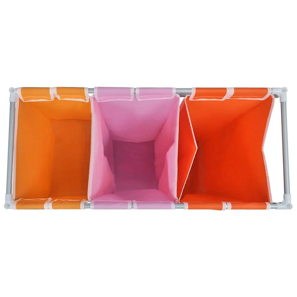 3 Compartment Laundry Hamper with Removable Washing Bin Multicolour 2 Pack