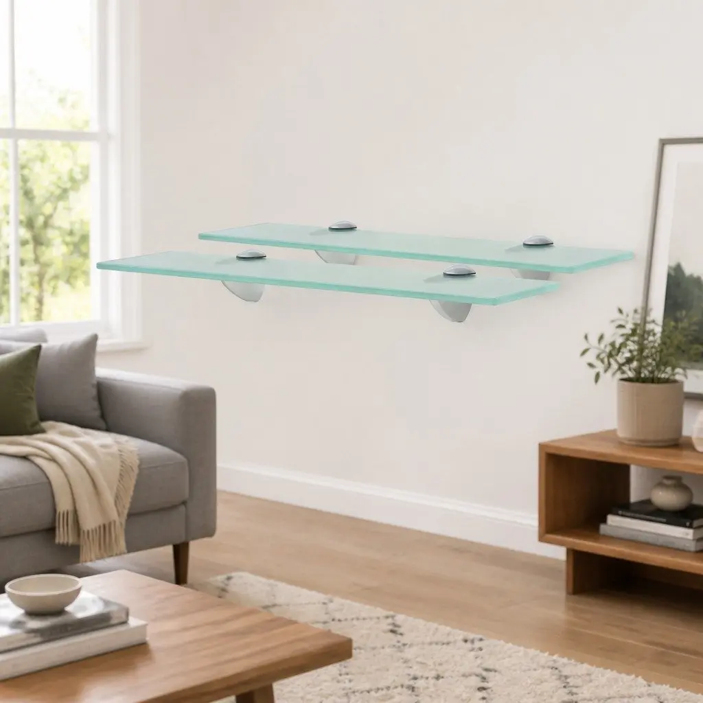 Glass Floating Wall Shelves Transparent 40x10 cm